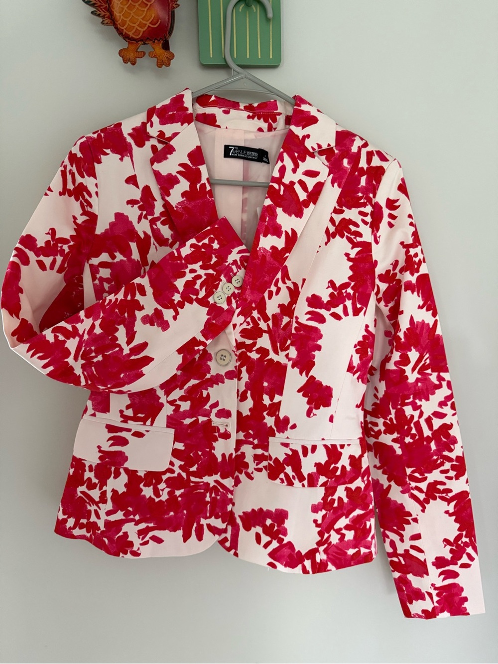 New York & Company Pink and Red Floral Blazer - Picture 2 of 4